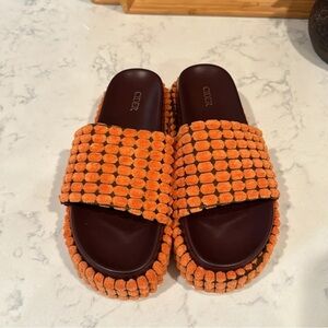 Cider Vibrant Orange Beaded Mules